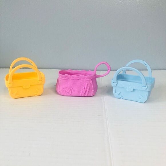 littlest pet shop lot of 3 pet carriers yellow pink blue hasbro lps accessories - Picture 1 of 4